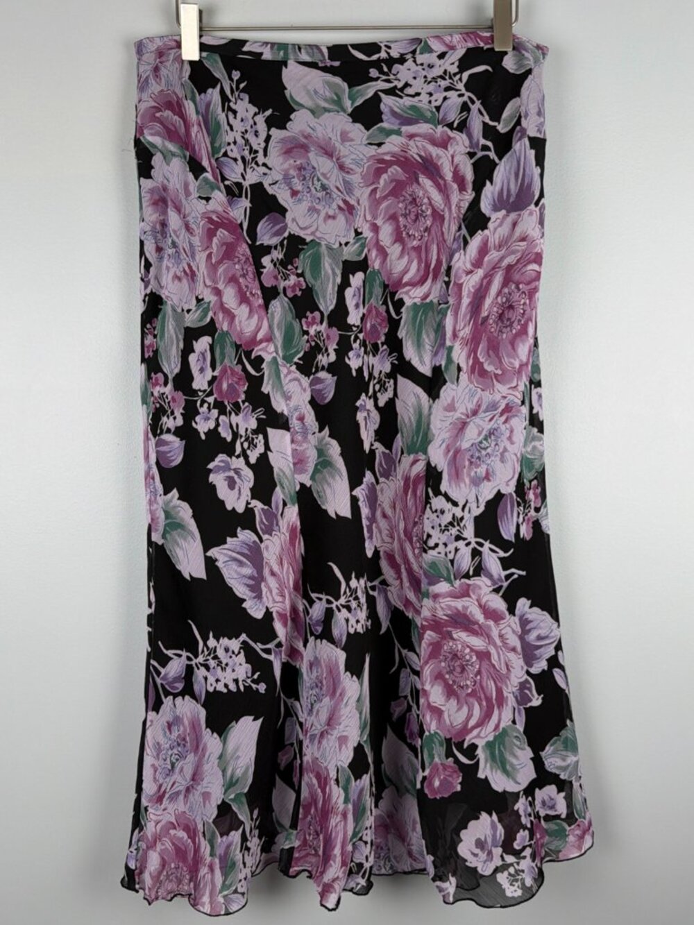 Cato Skirt Womens 10 Purple Dark Floral Fairy Whimsigoth 90s Vacation Maxi Long